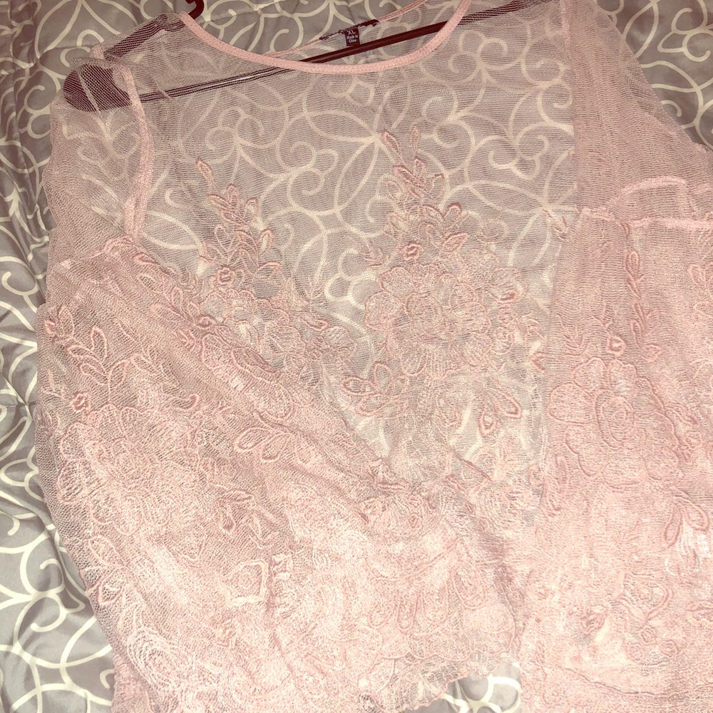 Pink lace crop top